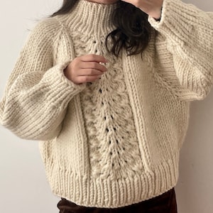 Hand Knit 100% Wool Vintage Cutout Pullover Sweater Custom Color