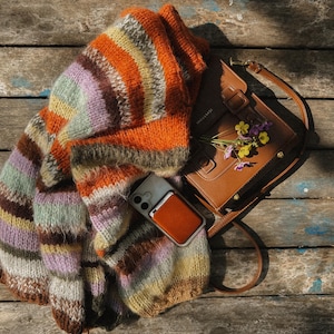 Hand-Knitted Cotton Mohair Striped Cardigan - Oversized Unisex