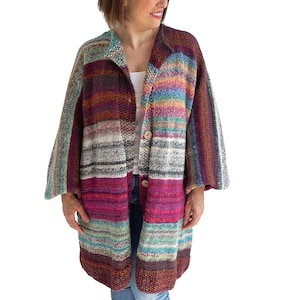 Patchwork Cardigan, Hand Knit Cardigan, One Of A Kind